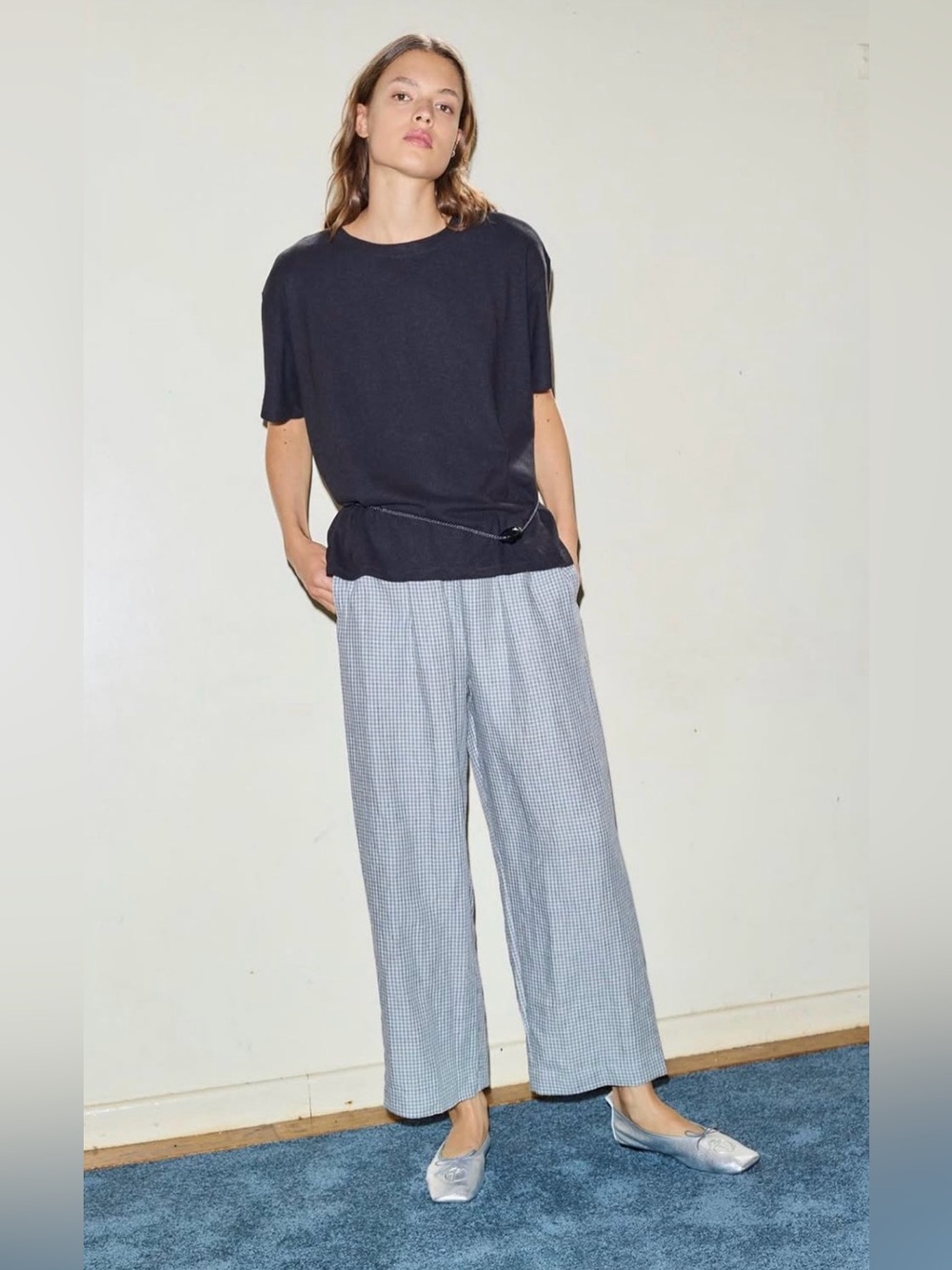 Deiji Studios Ease Trouser in Field Check Gingham